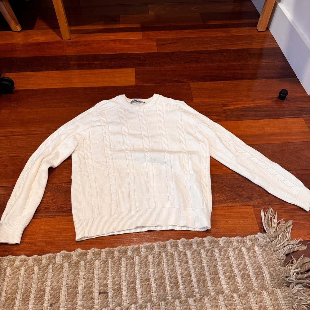 Zara Cream Cable Knit Sweater
